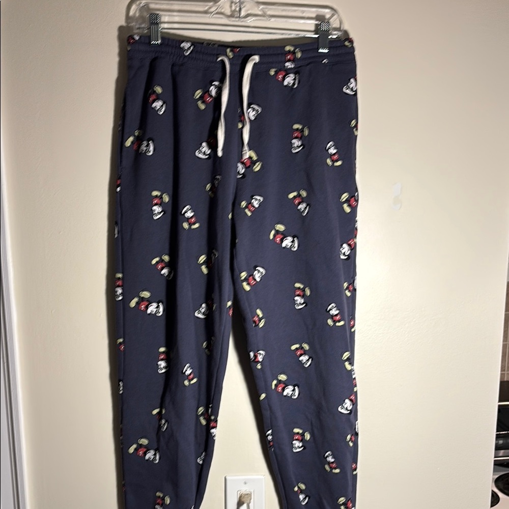 Blue Floral Print Track Pants with Elastic Waistband